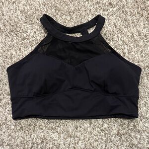 HALARA Black High-Neck Mesh Sports Bra
